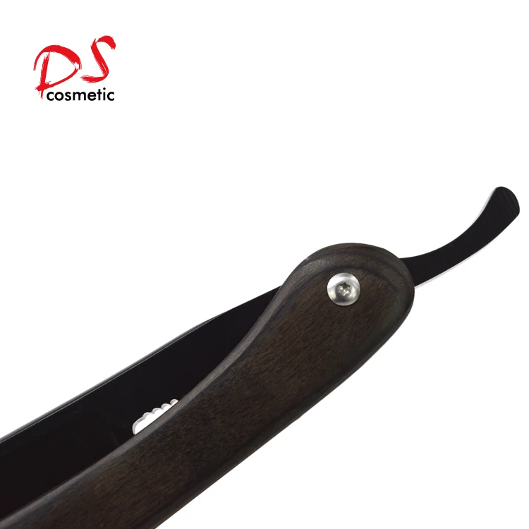 Professional stainless steel folding barber tools straight edge black shaving razor with customer package for barbershop