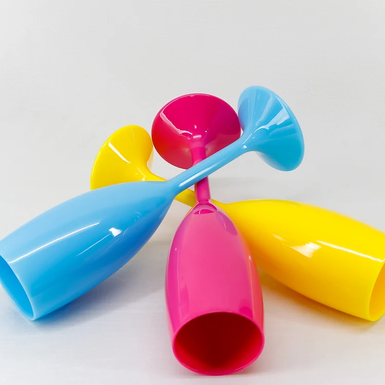 180ml 6oz Color Champagne Glasses Wholesale Cheap Pink Champagne Glass Plastic Cocktail Glasses