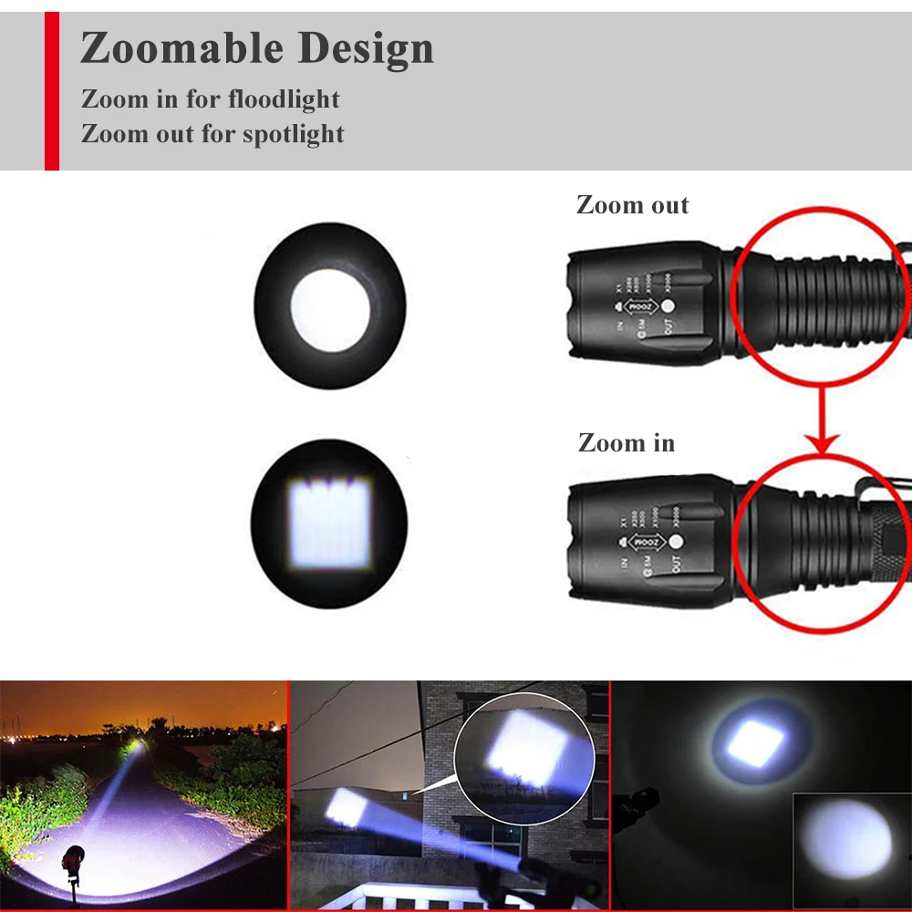 High power 10 W T6 lanterna mega light 18650 rechargeable lanterna tatica for hunting