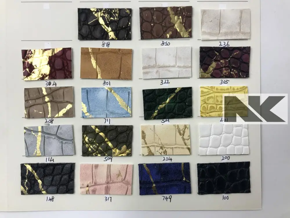 P377 metal film crocodile pattern PU artificial leather for bags, shoes, belts, watches and sofas