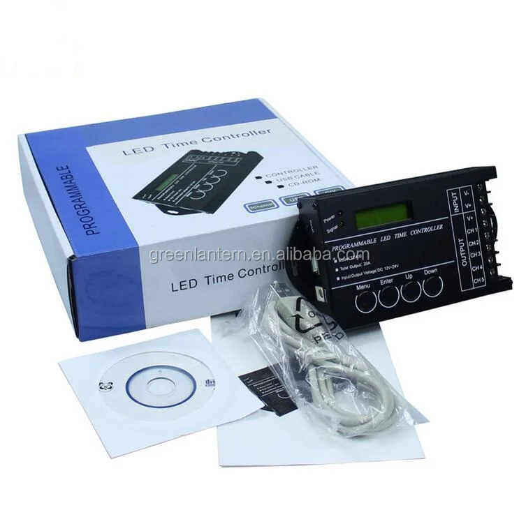 DC12-24V 20A 5 Channel output computer programmable led time controller with USB cable and CD-ROM
