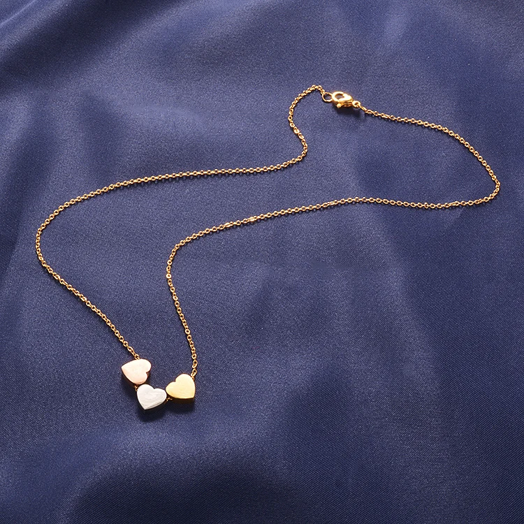 
2019 Heart Set Statement Necklace Stainless Steel 18k Gold Display Jewelry 