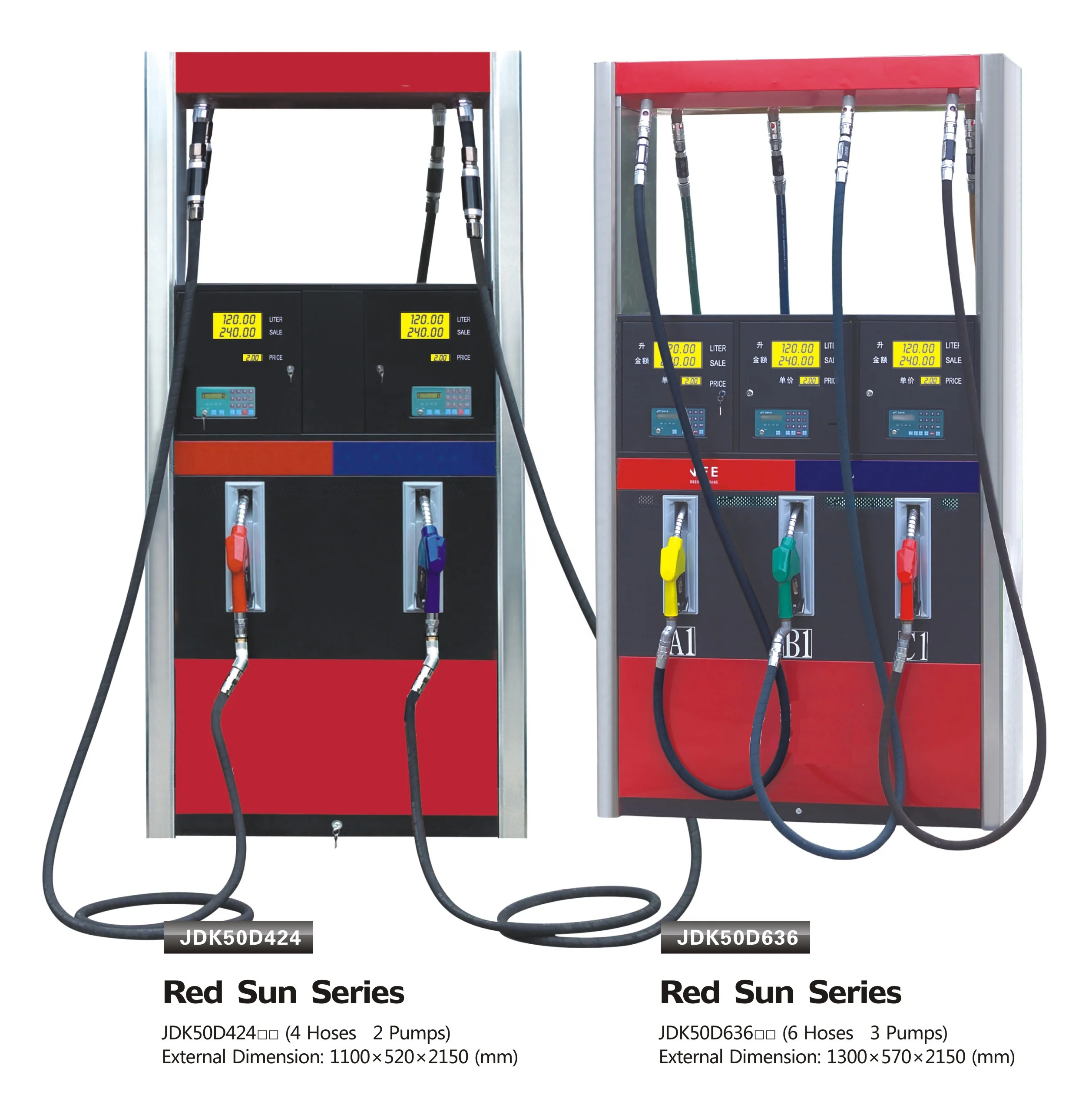 Red sun series CNG filling 4 four hoses two double pumps high flow rate fuel dispenser