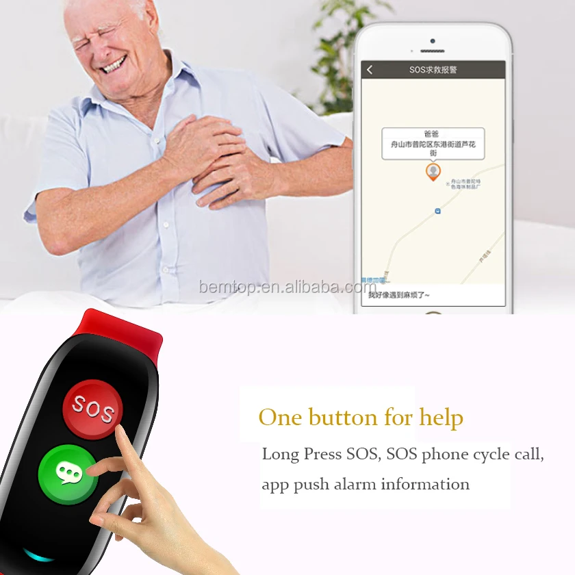 
Old Man Smart band Support GPS WIFI LBS Positioning Device Blood heart rate monitoring Tracker Bracelet Wristband 