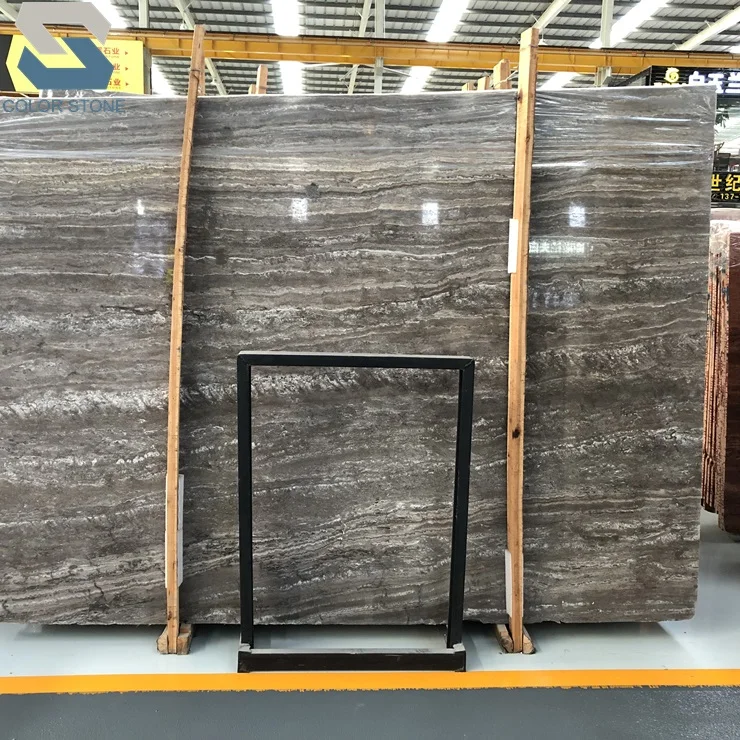 Natural polished iran persian silver grey travertine marble stone slabs for table tops price