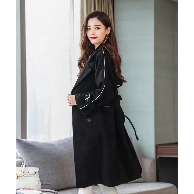 
Female Cloth Coat The New Winter Long Loose Thickness Woolen Cloth Coat 