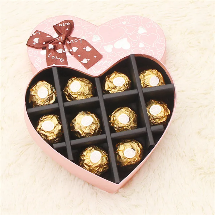 
Hot Sale Templates Paper Box Design Heart Shape Black Chocolates Packaging Box 