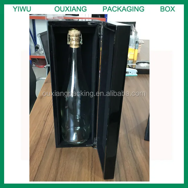 piano black lacquer finish luxury wooden champagne bottle box