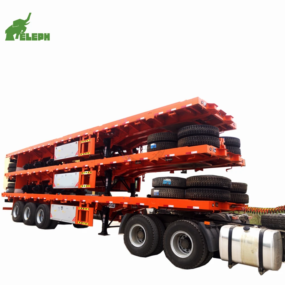 40 ton 50 ton 40 feet container transportation 3 axles truck high bed flatbed trailer 3 axle semi trailer