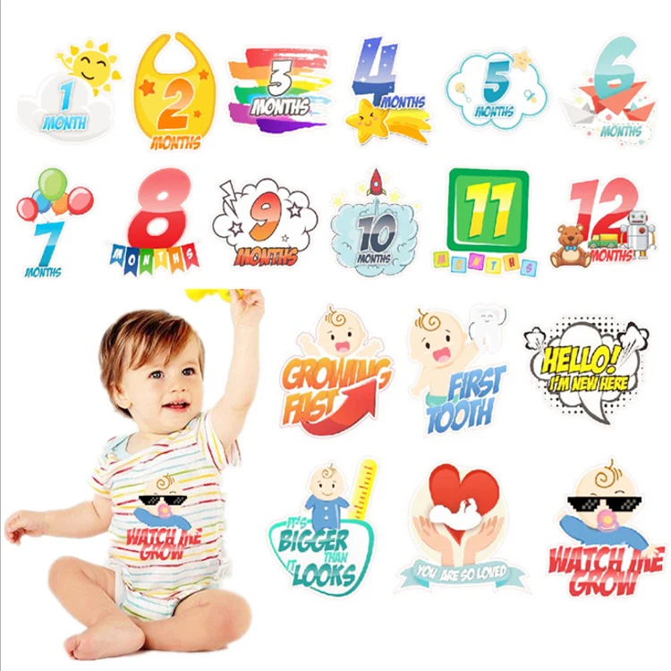  Новый дизайн 2019 наклейка для новорожденных милый живот пупок оптовая продажа прекрасный ребенок месячные наклейки