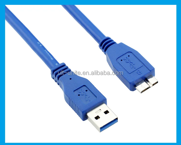 USB3.0 Male to MicroB Male Cable Blue OD=6.0mm L=3.0m