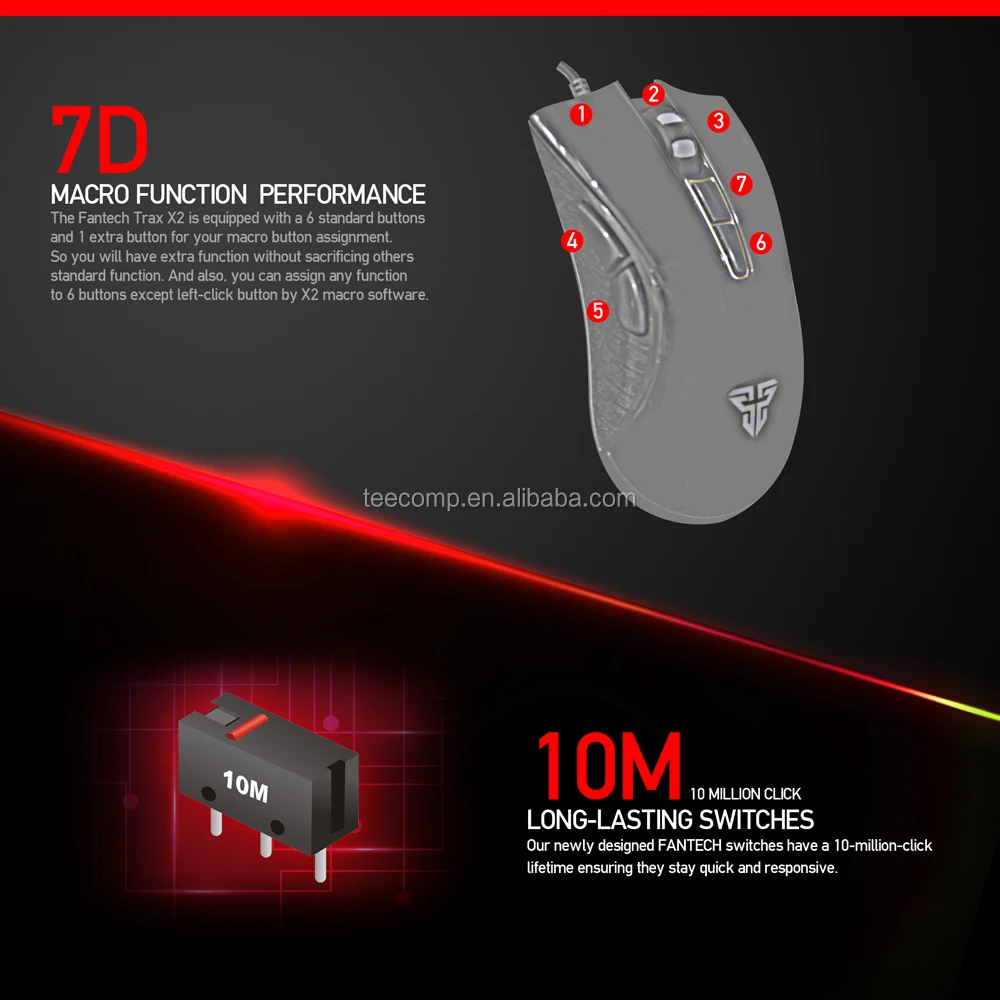 Fantech X2 Macro Gaming Mouse with 7 Programmable Button and Adjustable up to 3200DPI mouse gamer