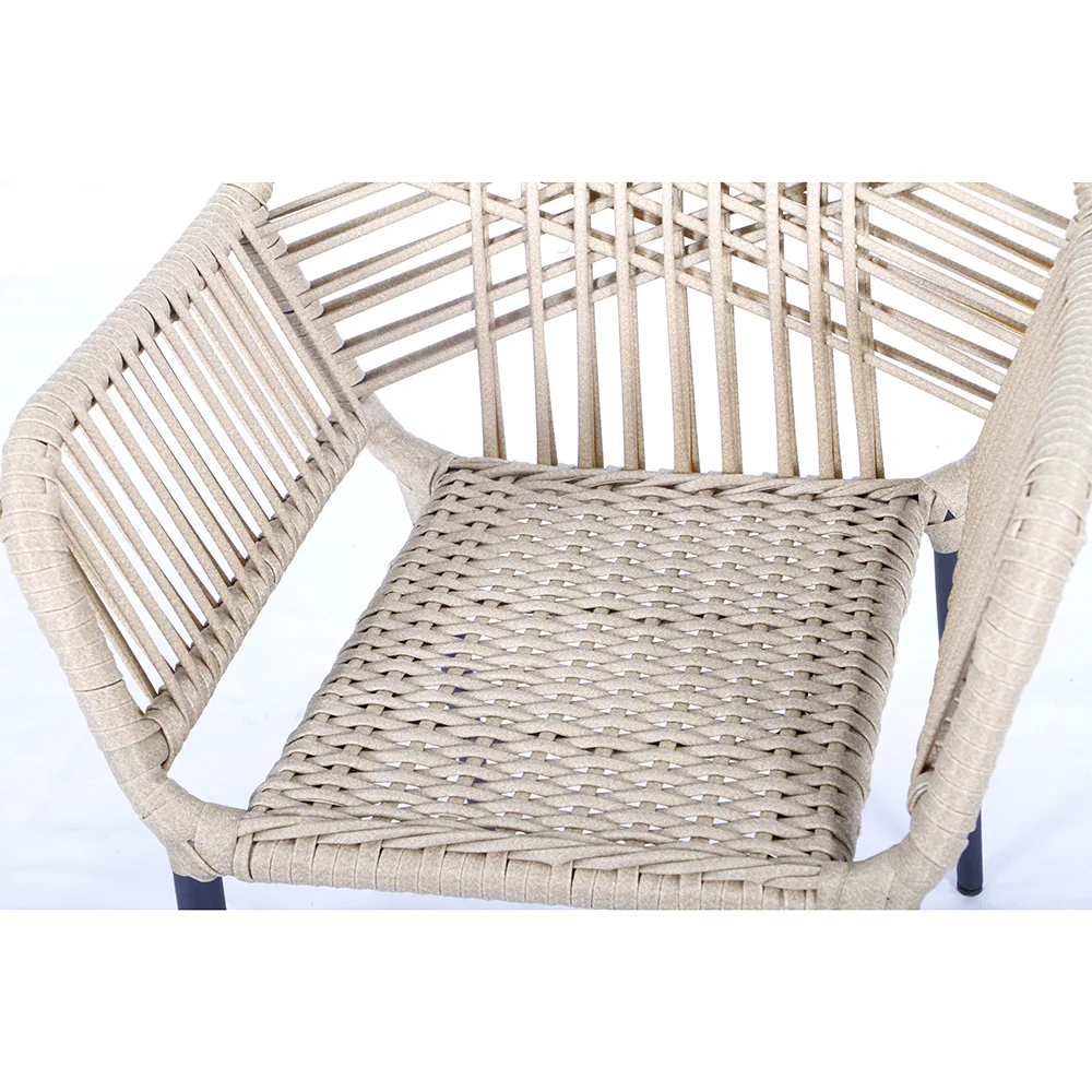 Оптовая продажа, новый стиль, плетеный веревочный обеденный стул и стол для сада, набор для бистро