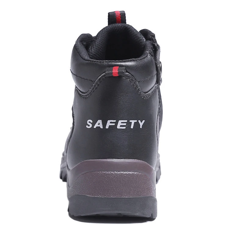 Fashion design genuine leather safety work boots with steel toe metal middsole fur lining safety shoes
