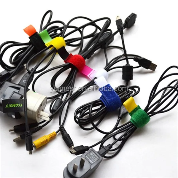 Красочные кабельные стяжки на липучке с логотипом