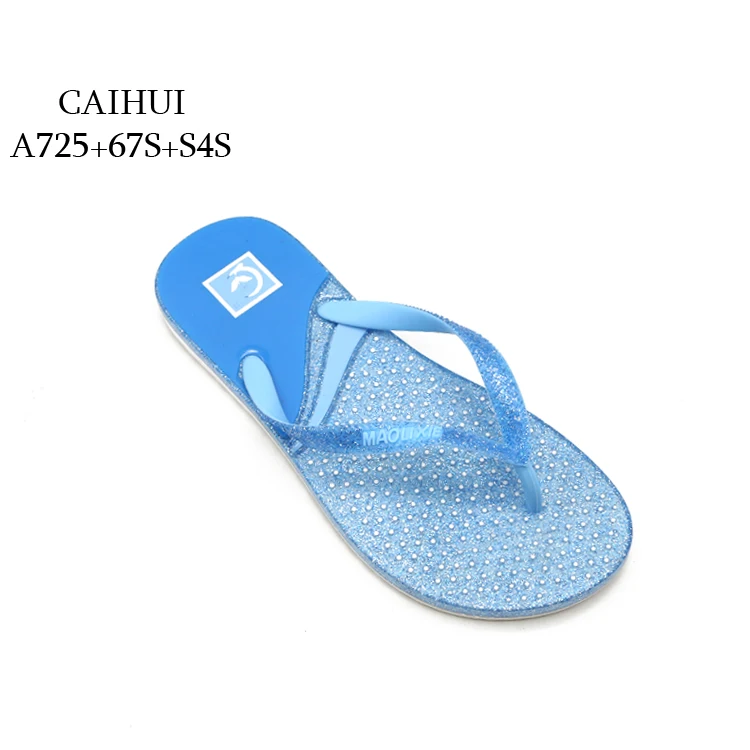 PCU  Beach flip flop Printed colorful Slipper Woman Lady Pvc Slipper