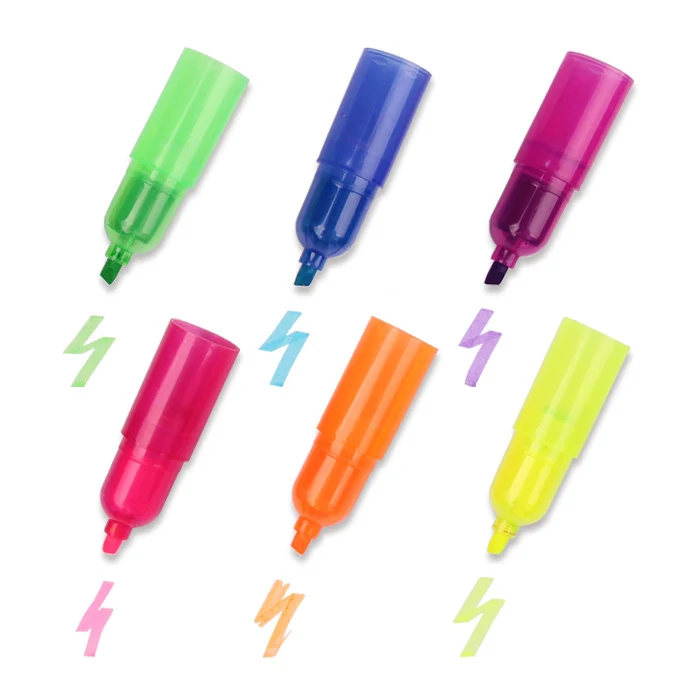 Licheng HM99 6 in 1 Rainbow Highlighter Pen, Mini Multi Colored Highlighter Pen