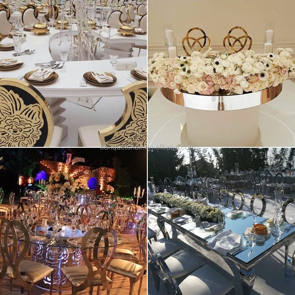 
Banquet furniture rose gold stainless steel wedding party chair for sale 