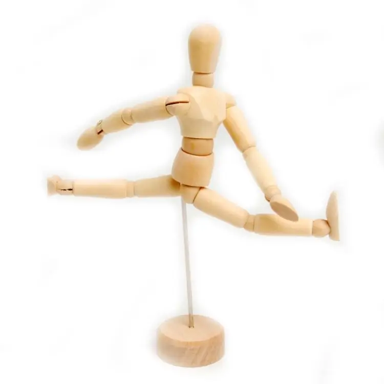 
China Art Supply Wood Artist Drawing Manikin Articulated Mannequin with Base and Flexible Body For Drawing the Human 