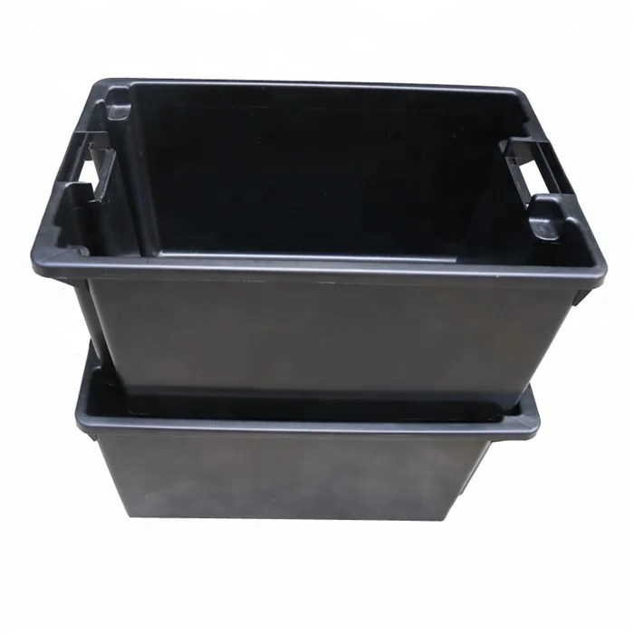 QS logo Stackable and Nestable Crate plastic container outdoor storage plastic bins with lids or not