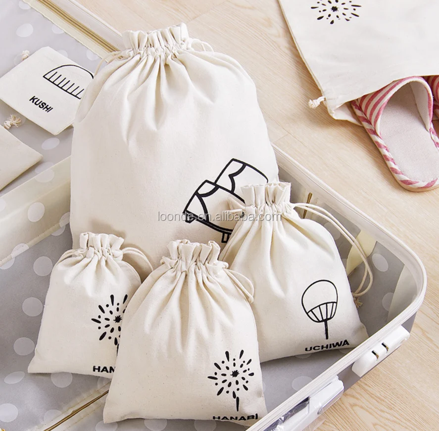 Cheap rustic natural white cotton jewelry gift bags pouches