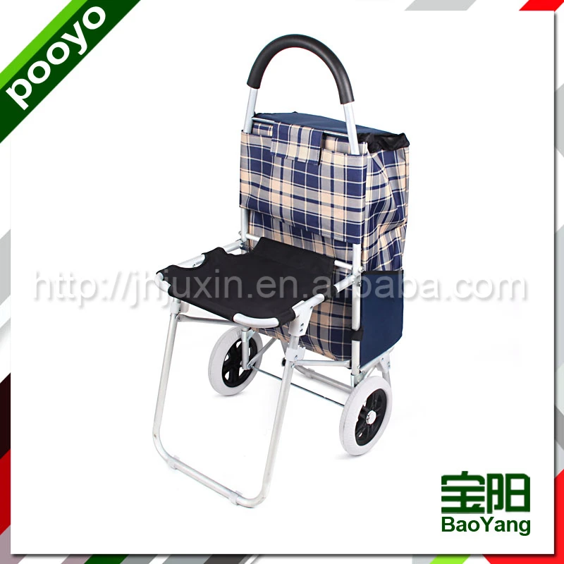 Portable shopping cart with bag and seat shopping trolley