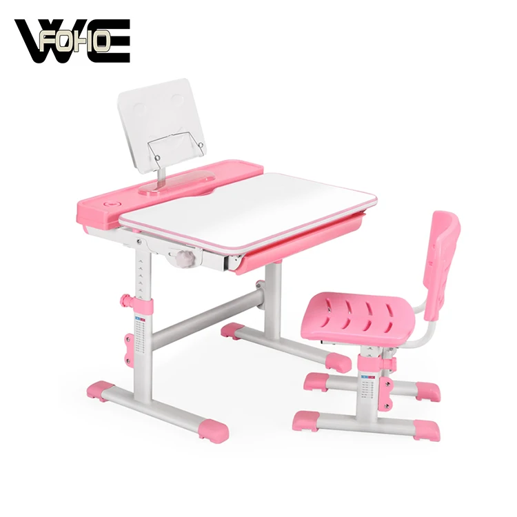 EASY install Kids desk chair height adjustable non-toxic writing children study desk with led lamp