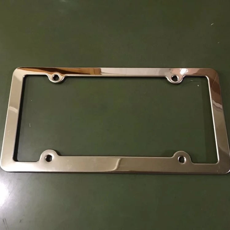 For US Vehicles License Plate Cover Stainless Steel Car License Plate Frame With Chrome Screw Caps