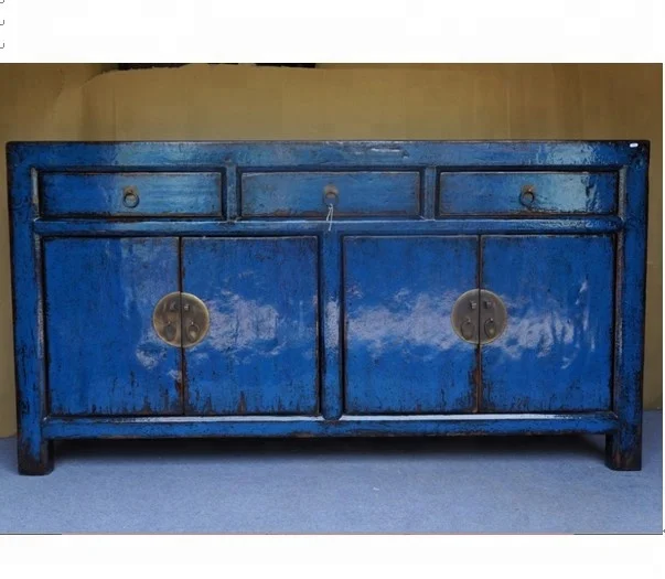 Antique vintage rustic hand painted china Country furniture solid wood dining room sideboard