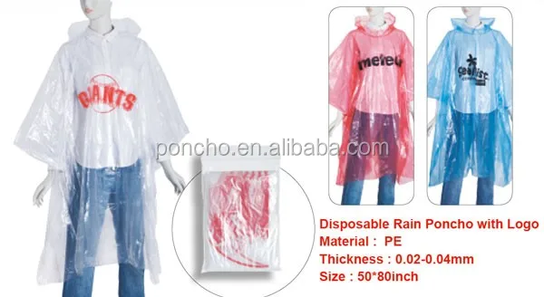 disposable flame retardant rain poncho/rain coat poncho