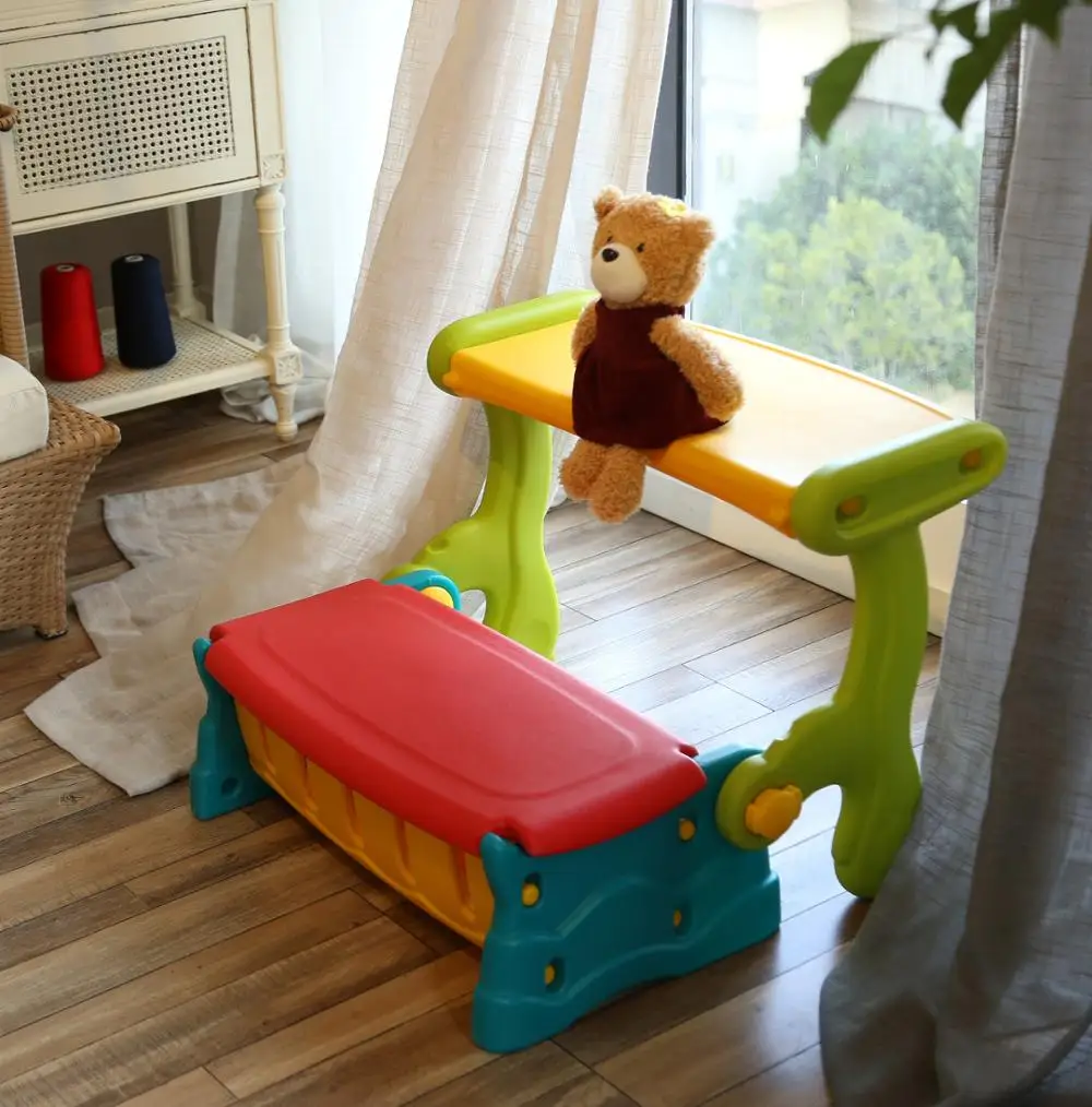 Home use Multifunction colorful table 3 in 1 Children kids Table & Bench & Storage