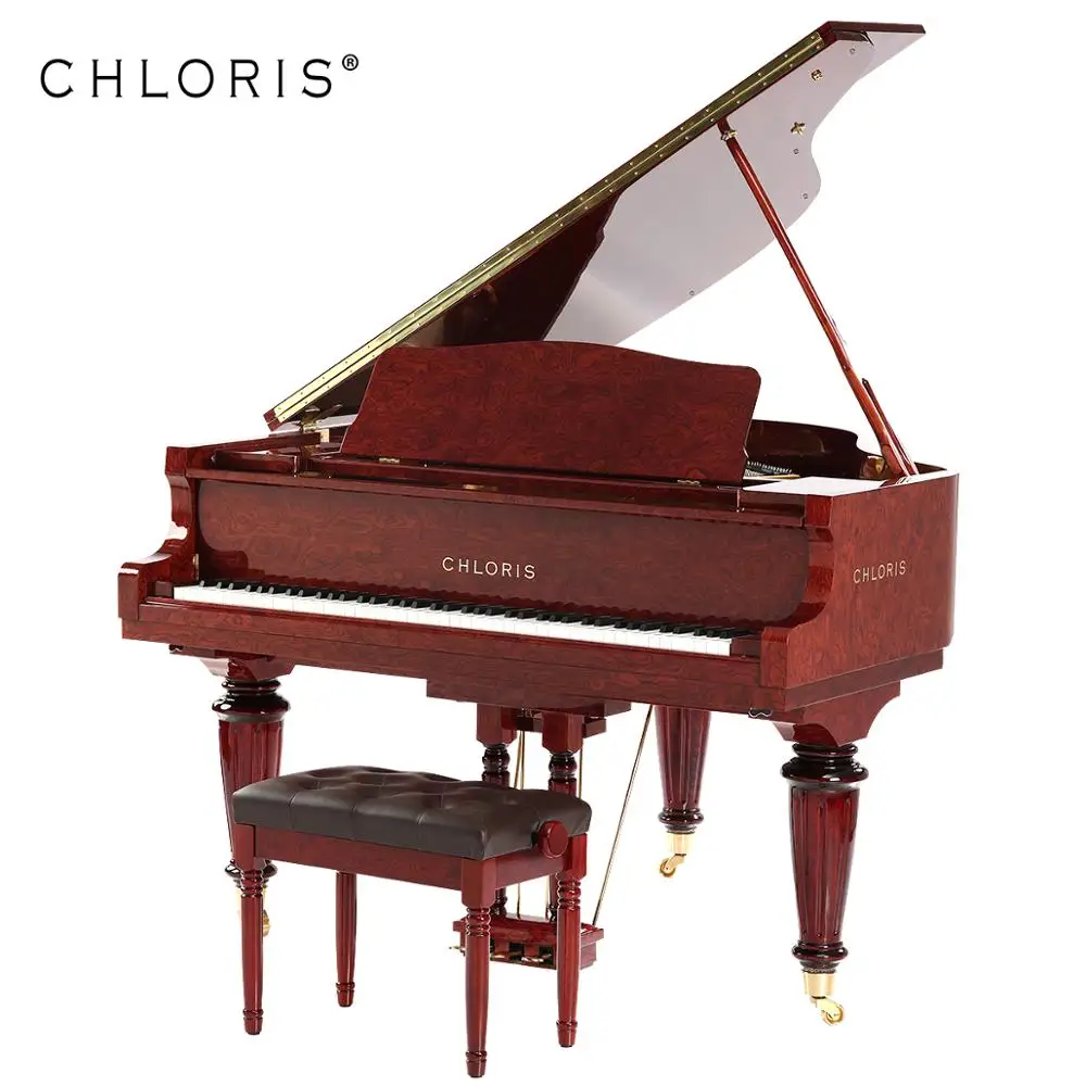 Grand piano with 88 keys hammer with Carved cylindrical leg 152Bu