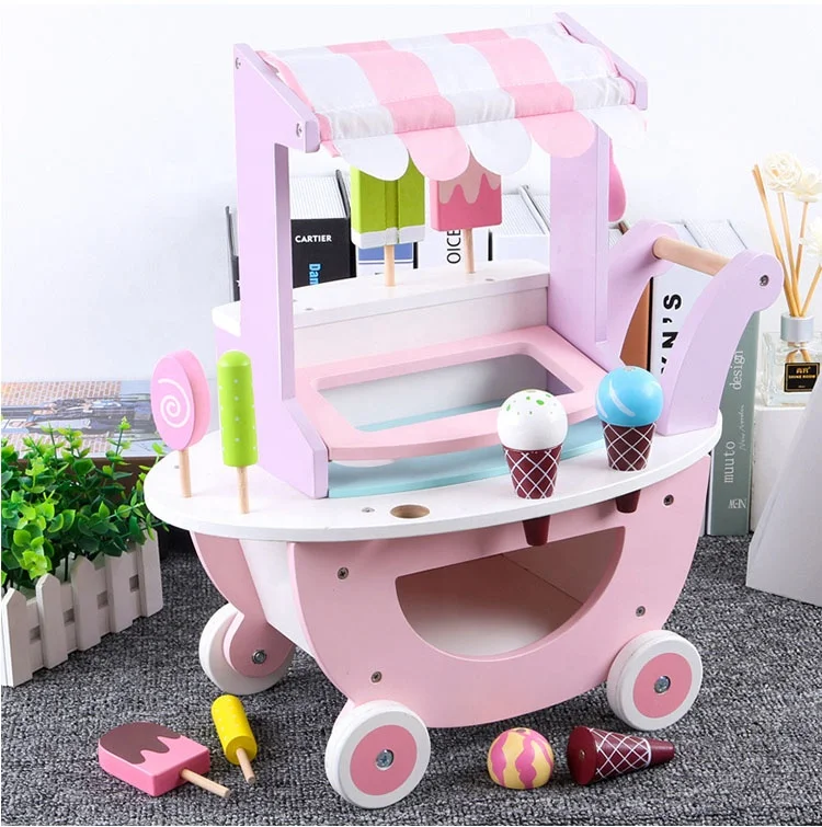 Мини ролевые игры деревянный мороженое торговый грузовик пуш-ап магазин мороженого игрушечная тележка