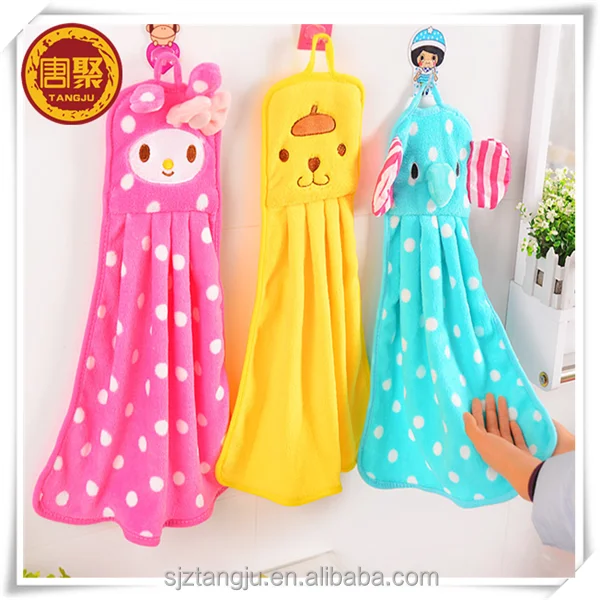 cartoon Coral Fleece microfiber towel hanging hand kitchen towel