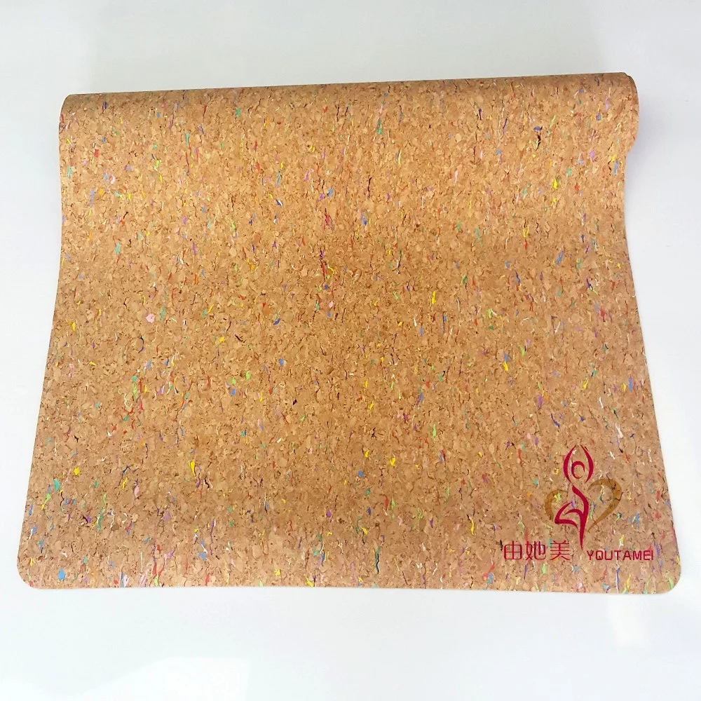Eco friendly soft non slip natural rubber base non slip custom printing etching promotion gift logo cork yoga mat direct factory