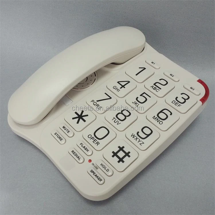 Simple speed dial emergency button corded big button phone
