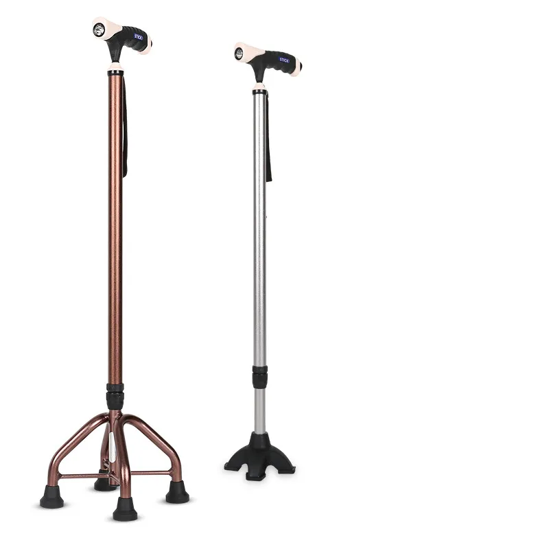 
Folding travel elderly hand rubber tip cane adjustable portable 4 leg crutch 