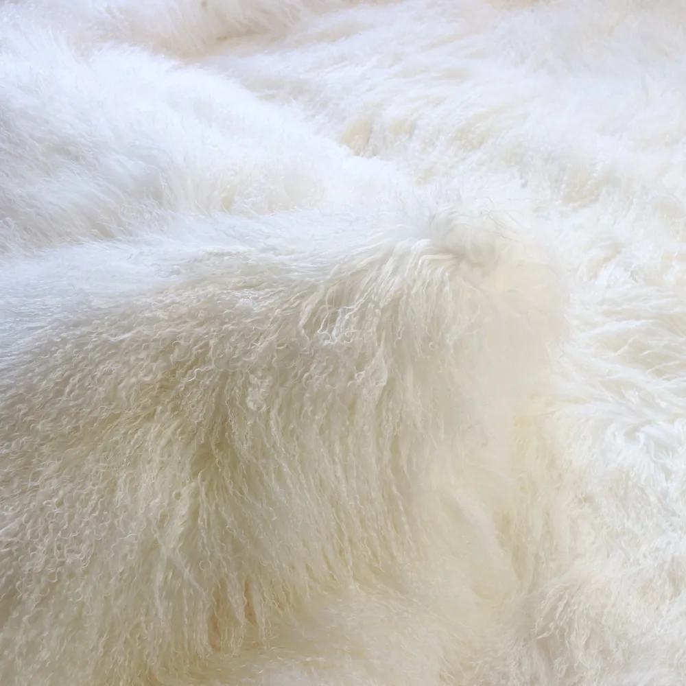 210x210cm Blush Pink Genuine Mongolian Fur Blanket Cover for Queen Bed