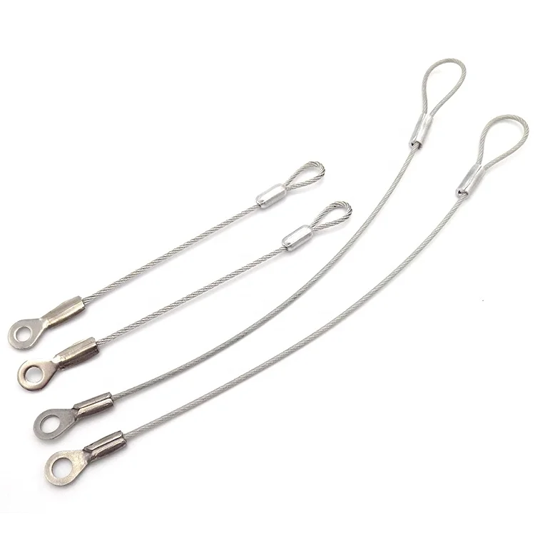 Durable Stainless Steel Cable Lanyard Plastic Coated With Loop And Eyelet Terminal Ends