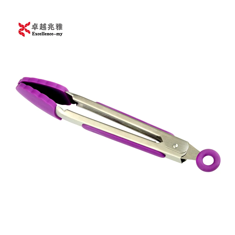 Silicone Kitchen Gadgets Utensils 7 Inch Non Stick Kitchen Cooking Tong Food Grade Multi Color Silicone Mini Tong