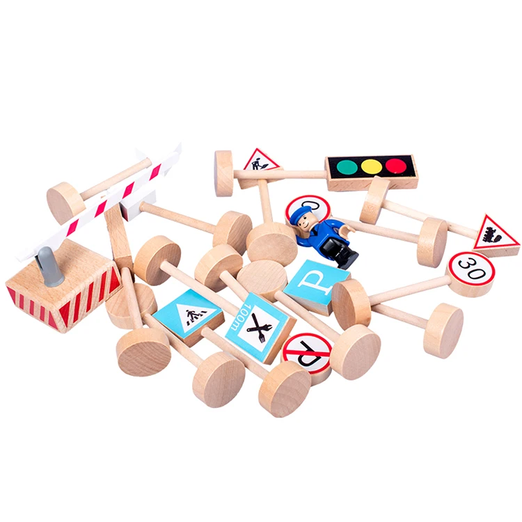 15 Set Wooden Toy Road Signs Play Set Traffic Sign Wooden Toy Traffic Light