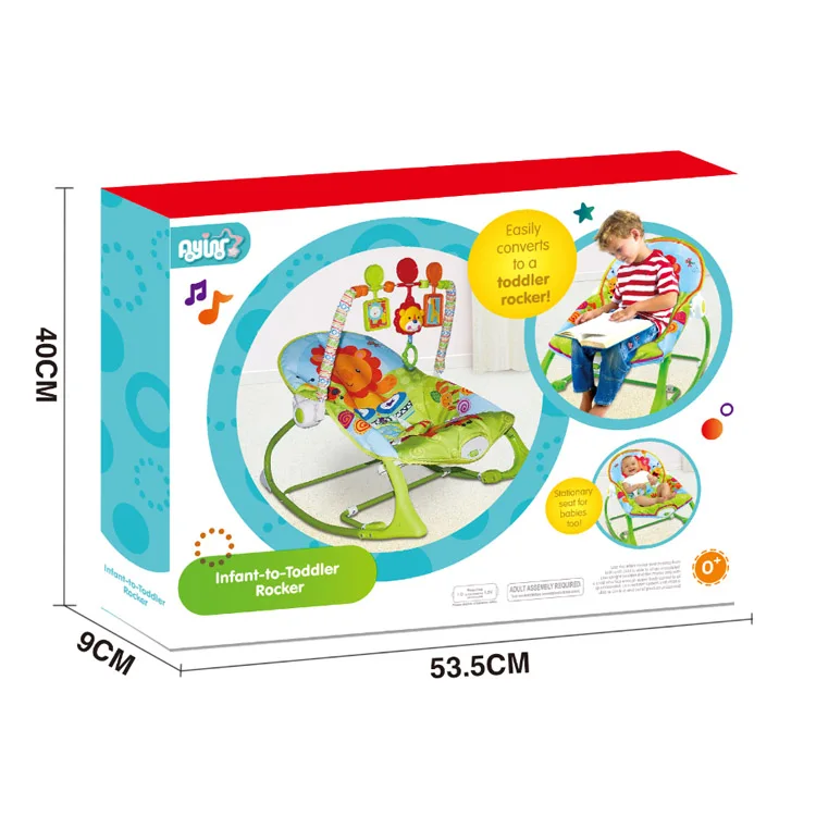 Для младенцев с мультяшным принтом для детей ясельного возраста рокер пластиковый стул с музыкой