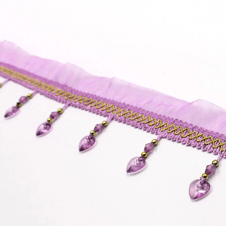 Cheap Price Heart-shaped  Beaded Curtain Tassel Fringe Trim, Beaded Fringe Trimming