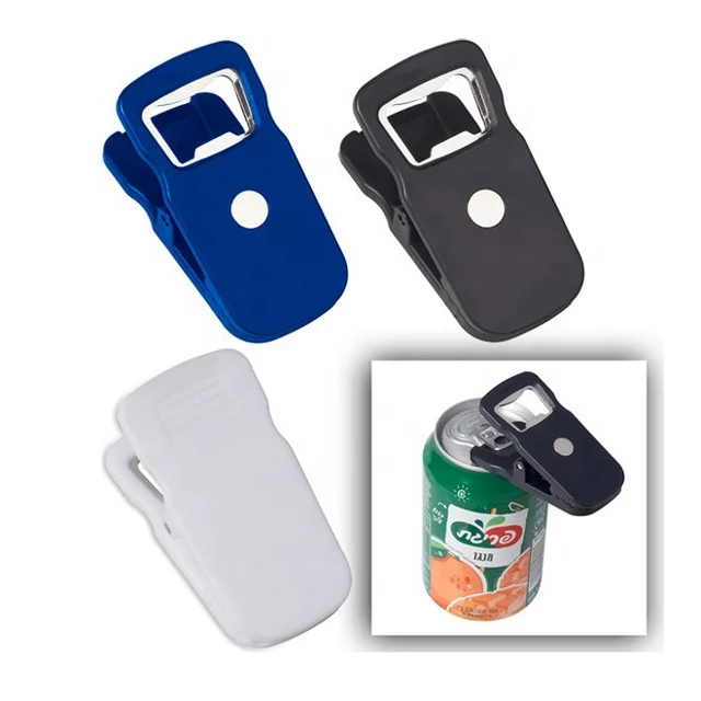 
plastic fridge magnet clip with beer bottle opener 