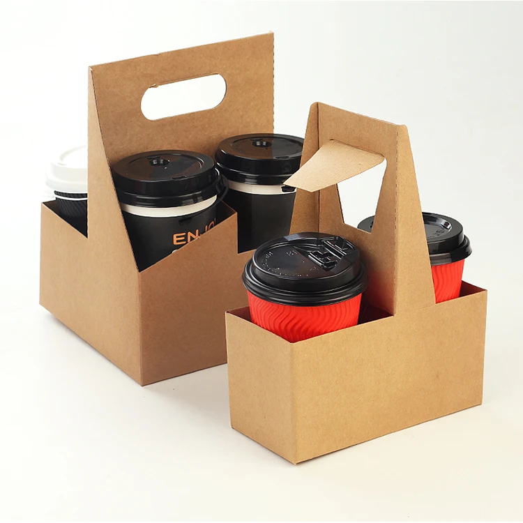 Custom Wholesale Convenient Cardboard Coffee cup Carrier Paper Box