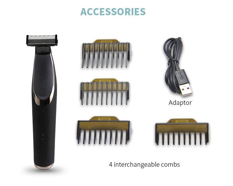 PRITECH 4 Interchangeable Combs Rechargeable Waterproof Electric Men Shaver