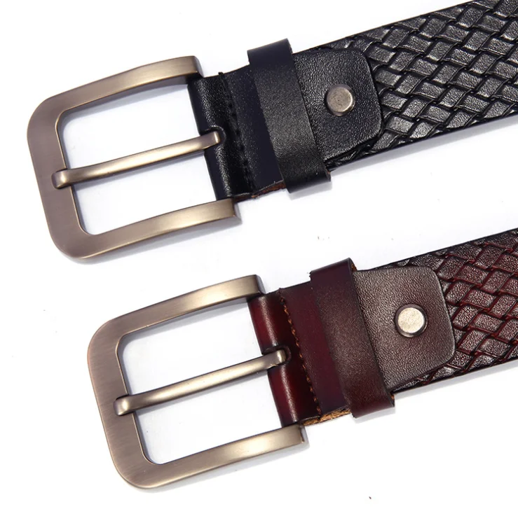 Italian Style Elegant Vegan Color Stamp Pin buckle Real Leather Mens Belts On Sale
