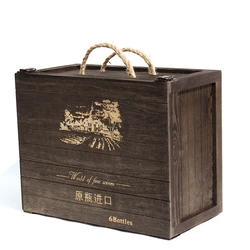 Винтажная деревянная Подарочная бутылка с логотипом на заказ, винтажная деревянная Подарочная коробка для вина