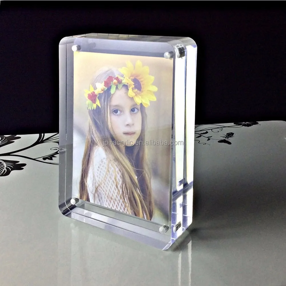 4 x 6' Table Top Magnetic Block Frame Acrylic Girls Picture Frame for Children