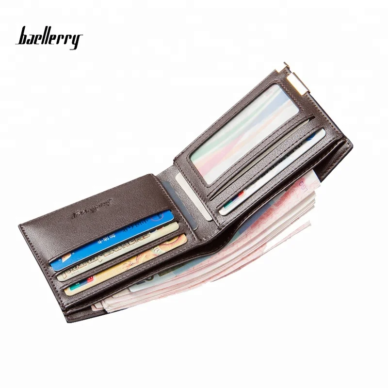 Классический кошелек Baellerry для мужчин, бумажники из искусственной кожи с кармашками для карт, складные кошельки с зажимом для денег